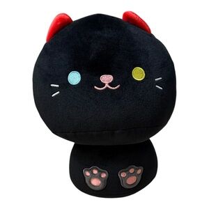 NWT Mewaii Cute Black Kitten Mushroom Plushie Soft 8”